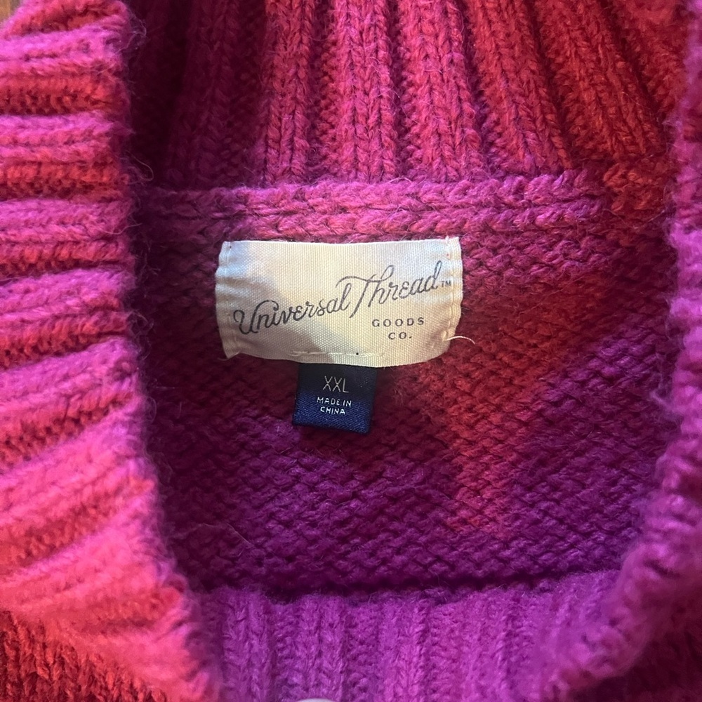 Universal Thread Pink Patterned Turtleneck Sweater - image 3